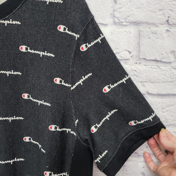 VTG 90s Champion Reverse Weave AOP Heavy Tshirt Size L Athletic Logo Spellout - Picture 3 of 8